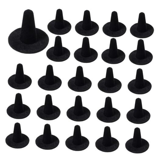 24 Pack Black Velvet Ring Display Holders - Premium Velvet Ring Holder Jewelry