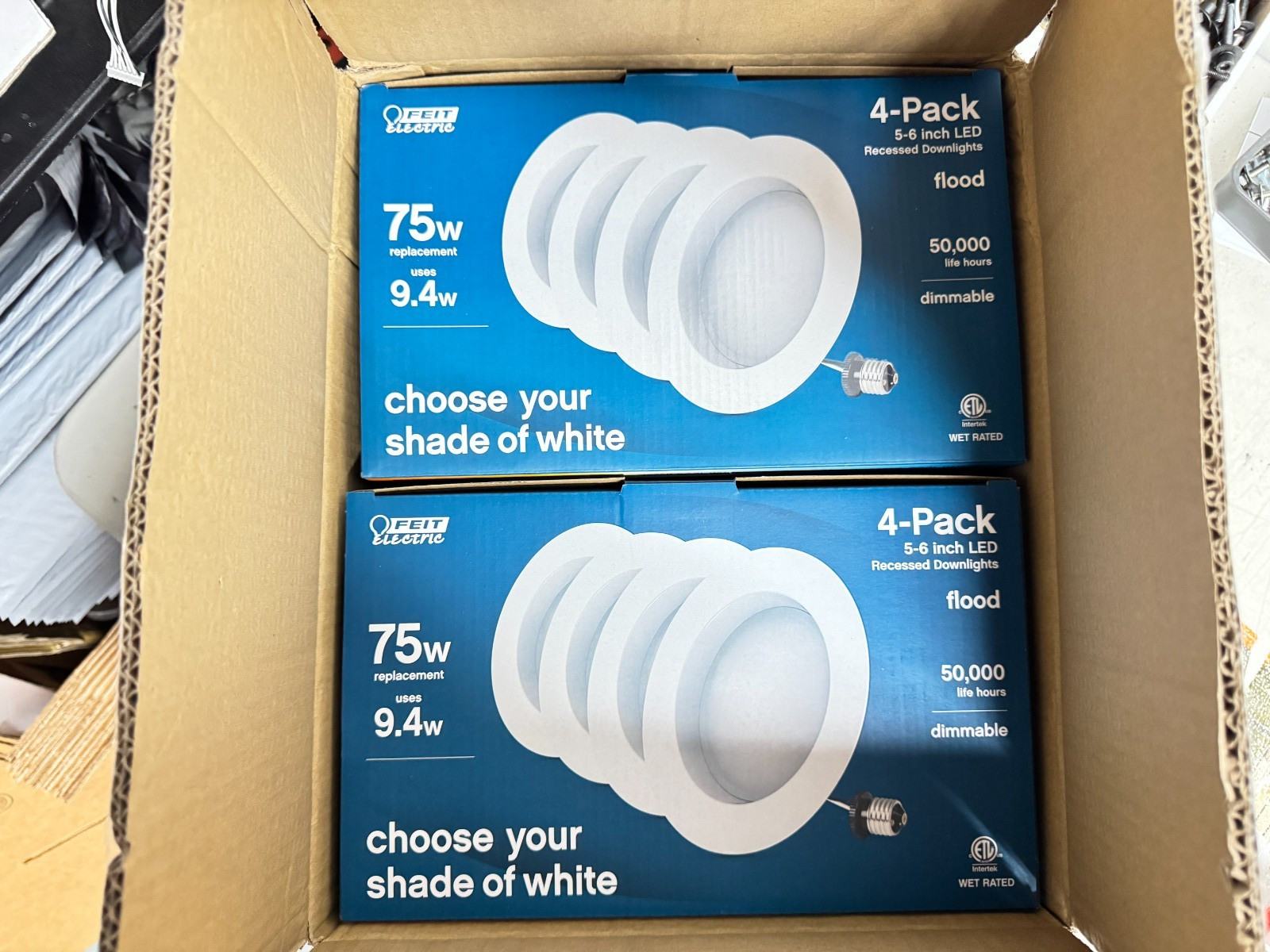 8-Pack Feit Electric Dimmable Recessed LED Retrofit Kit 5-6" 75W New