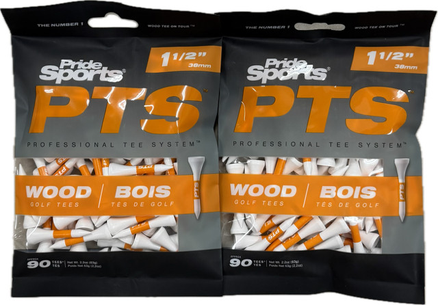 Pride Professional Tee System 1-1/2-Inch Mini Wood Golf Tee, White, 90 tees (...