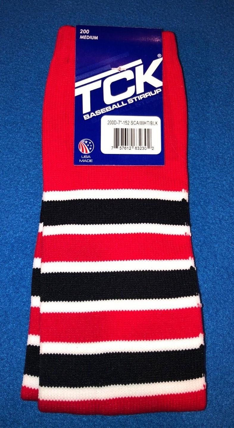 Twin City Striped Stirrup 7" Baseball Stirrup Sock Red Black White 200D Medium