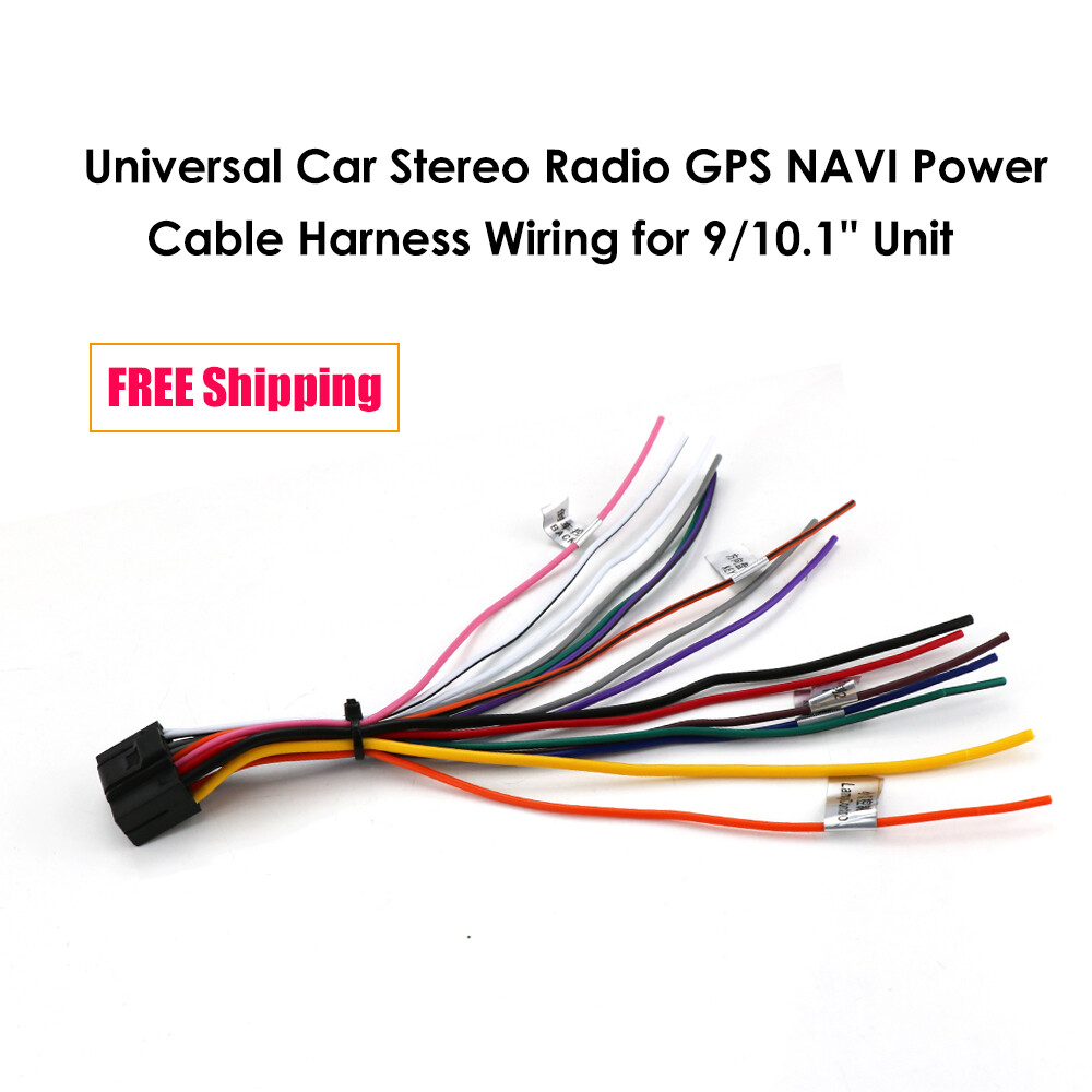 Universal 16 Pin Power Wiring Harness Fit 9"/10.1" Android Car Stereo GPS Radio