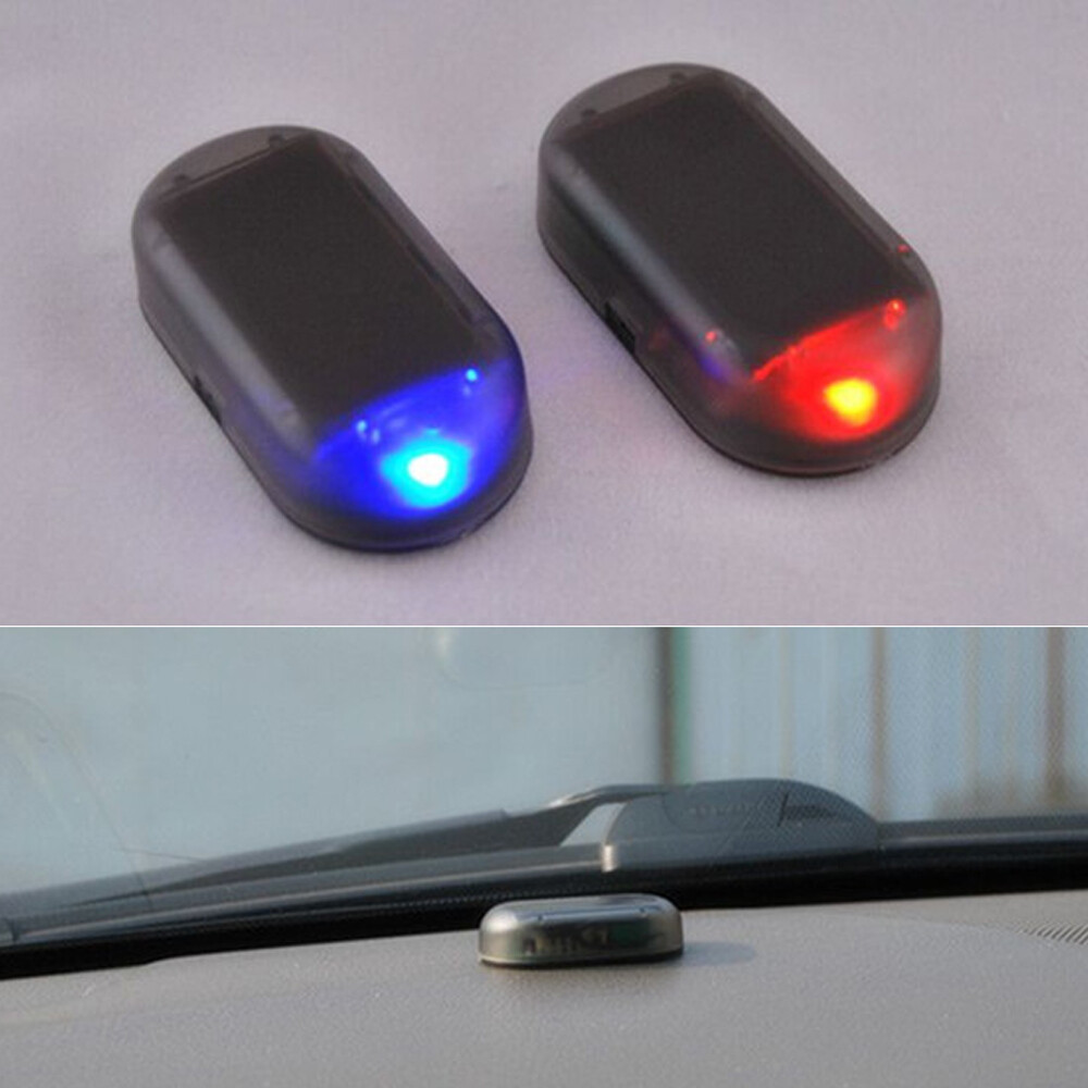 Fake Solar Auto Car Alarm Light Led Warn Security System Theft Flash Accessories