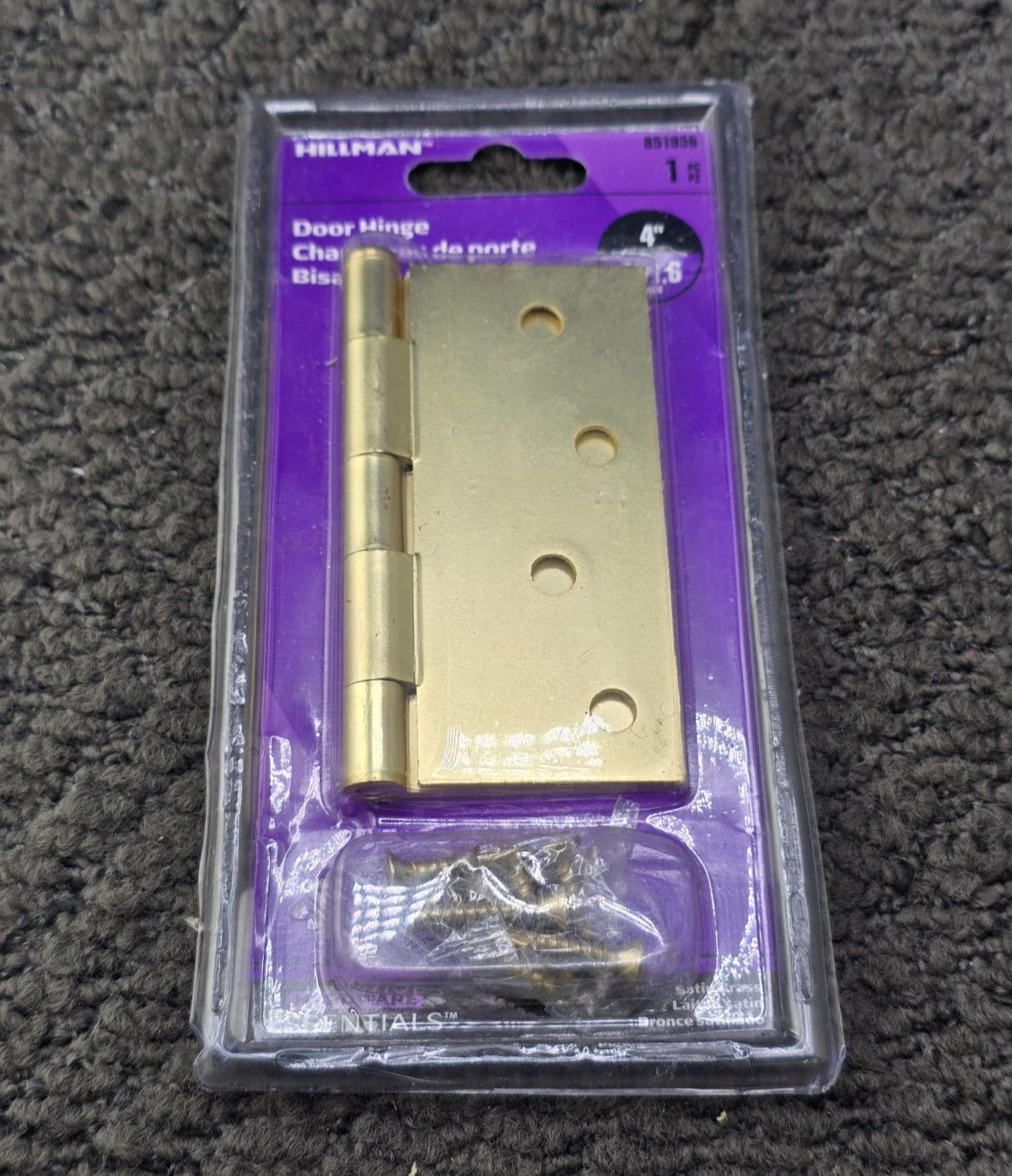 (QTY 3) Hillman 851958 Satin Brass Residential Square Corner Door Hinges 4" x 4"