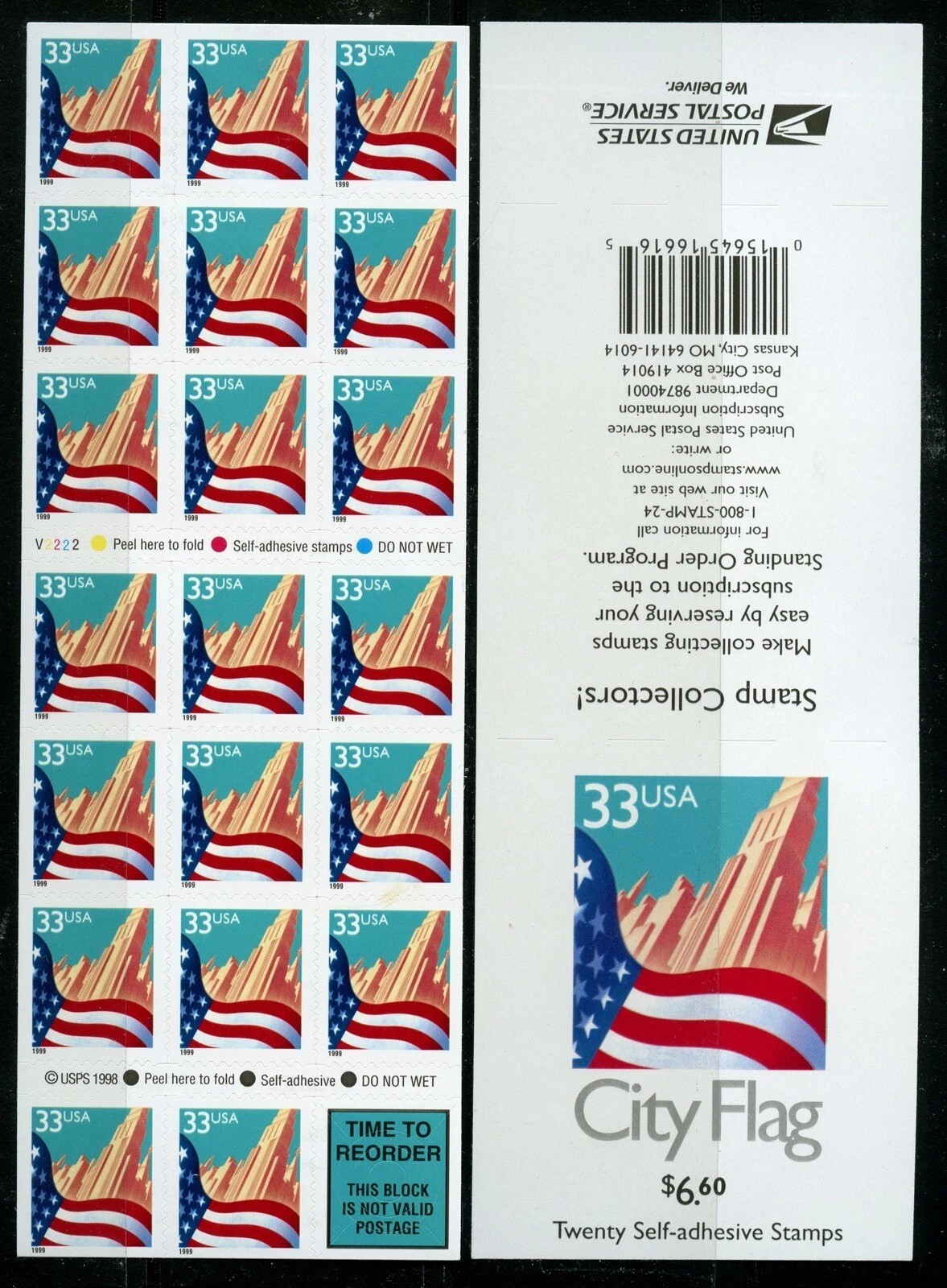 #3278e  33c CITY FLAG  Booklet Pane of 20  Stock Photo