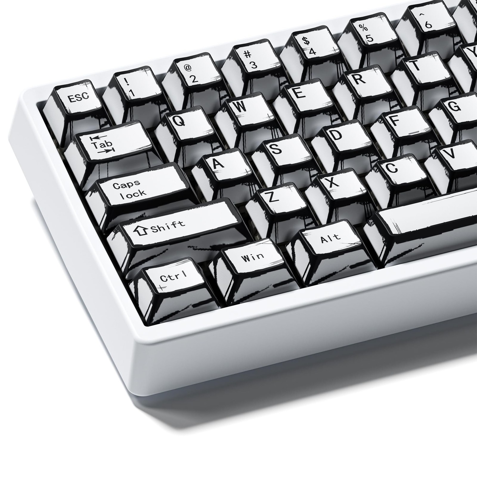 XVX White PBT Keycaps, Cherry Profile Keycap Set, Dye Sublimation Graffiti Ke...
