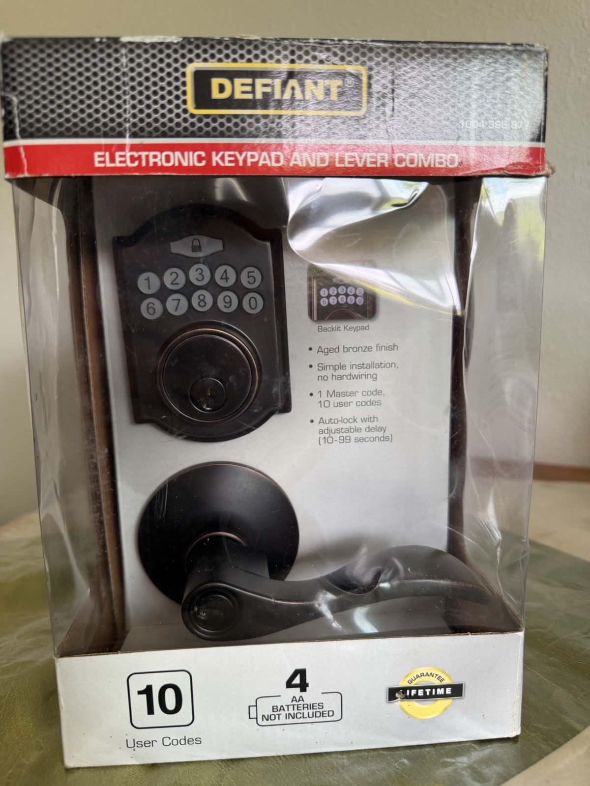 Defiant Electronic Keyless Entry Door Lock Set Backlit Auto-Lock Aged Bronze