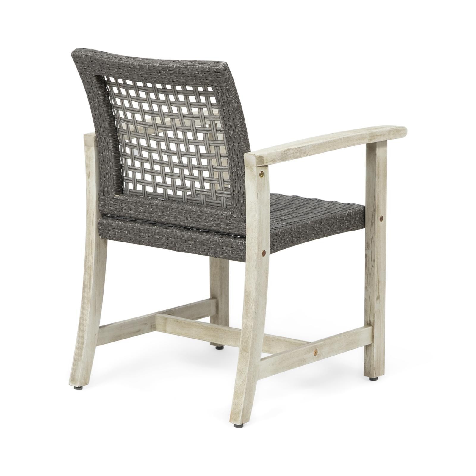 Wicker Weave and Acacia Wood Dining Chair Set for Indoor/Outdoor - Handcrafted