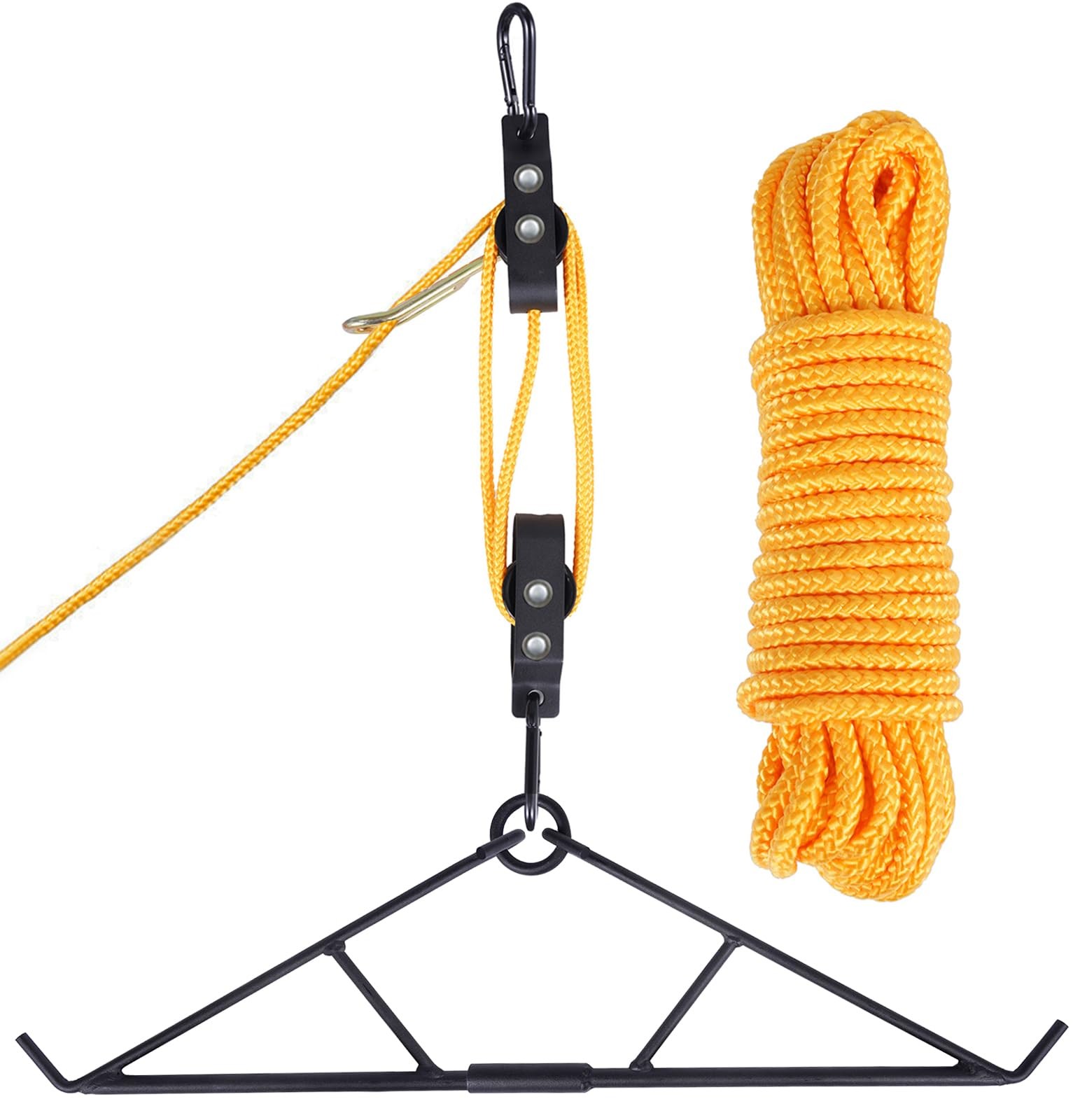 WHSSFINE Deer Hanger for Skinning, Hunting Game Hoist Pulley Lift yellow