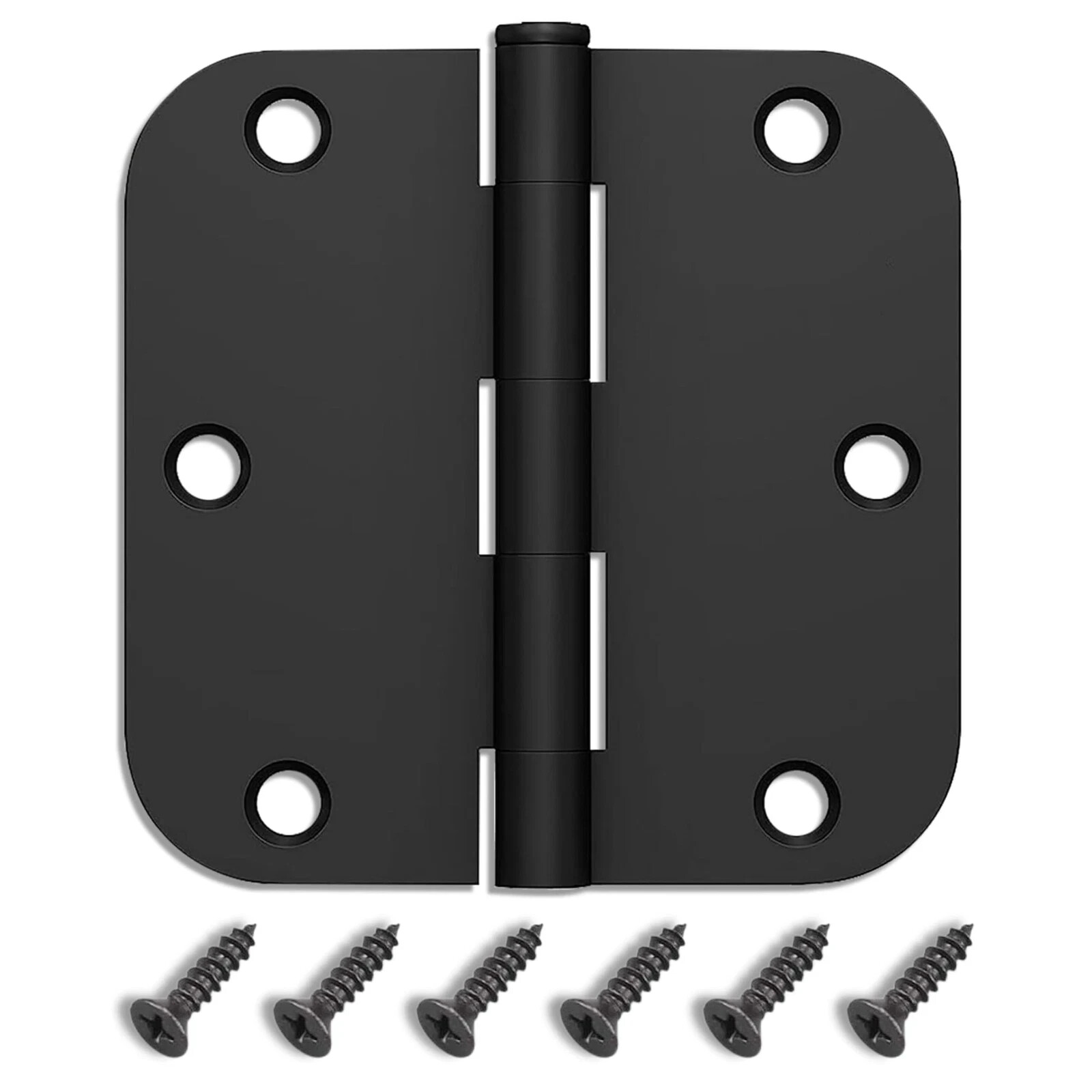 3 Pack Matte Black Interior Door Hinges 3.5 Inch Rounded - 5/8" Radius Free Ship