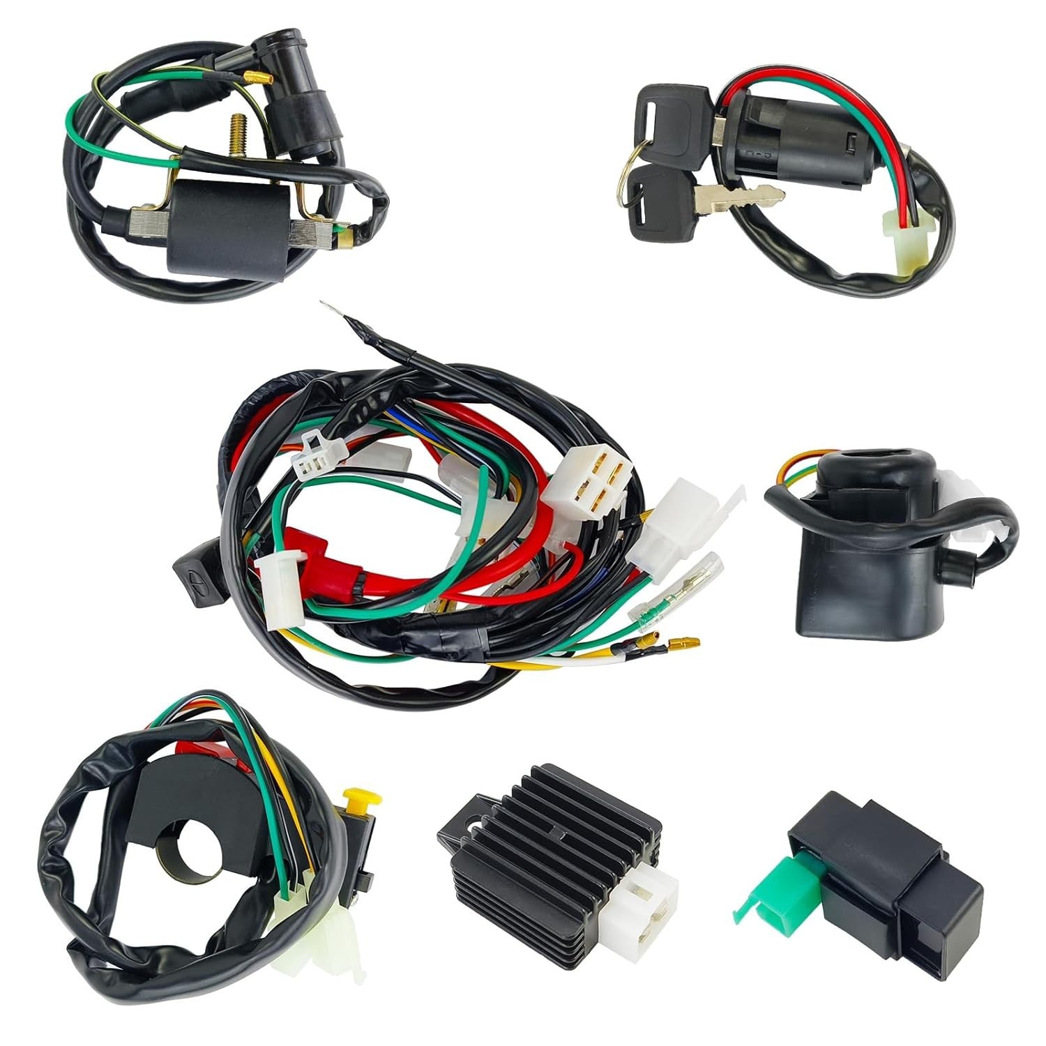 Electric Wiring Harness Kit with CDI Ignition Coil - Compatible with 4-Stroke