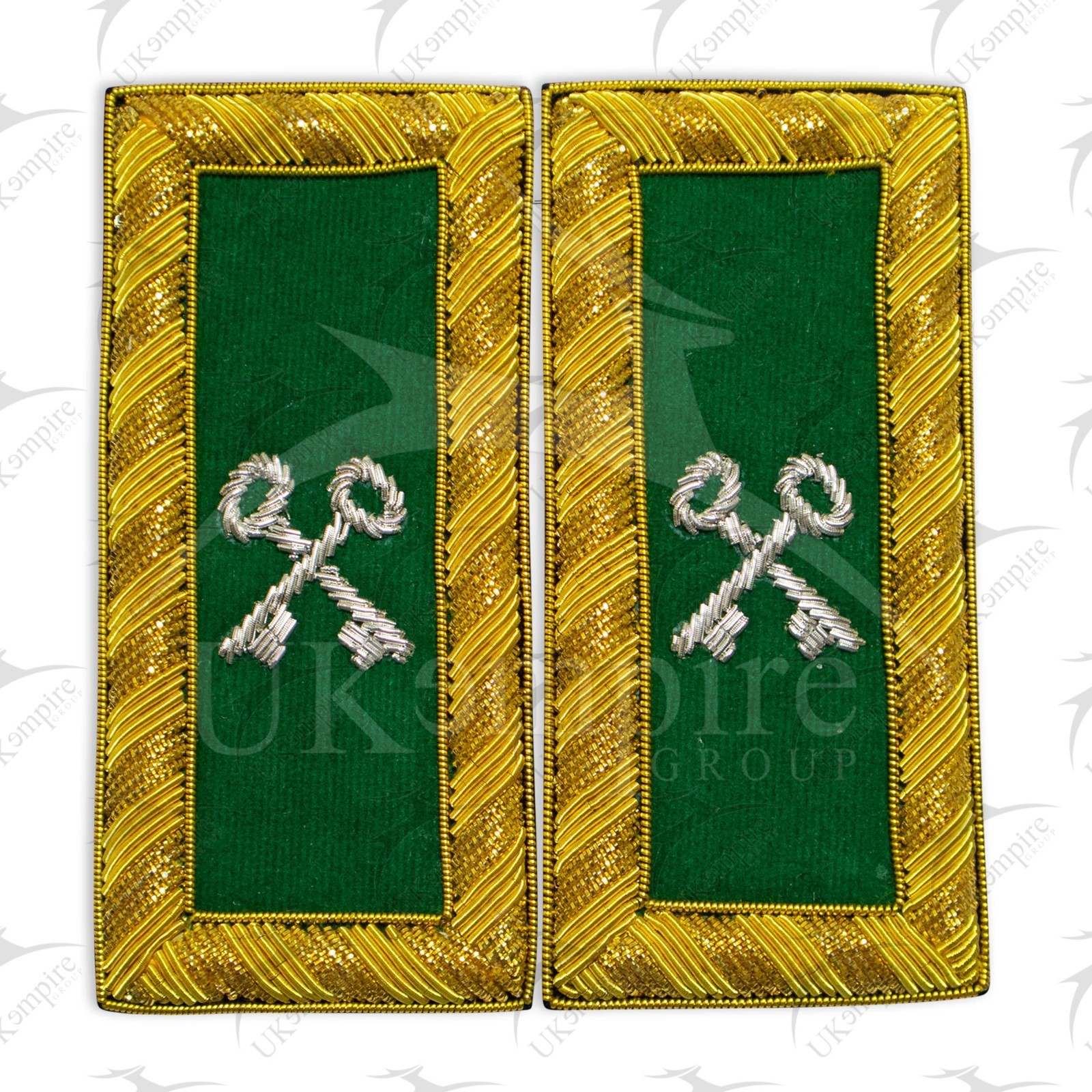 Masonic Knight Templar Treasurer Shoulder Boards Gold Bullion  – Hand EMB Large