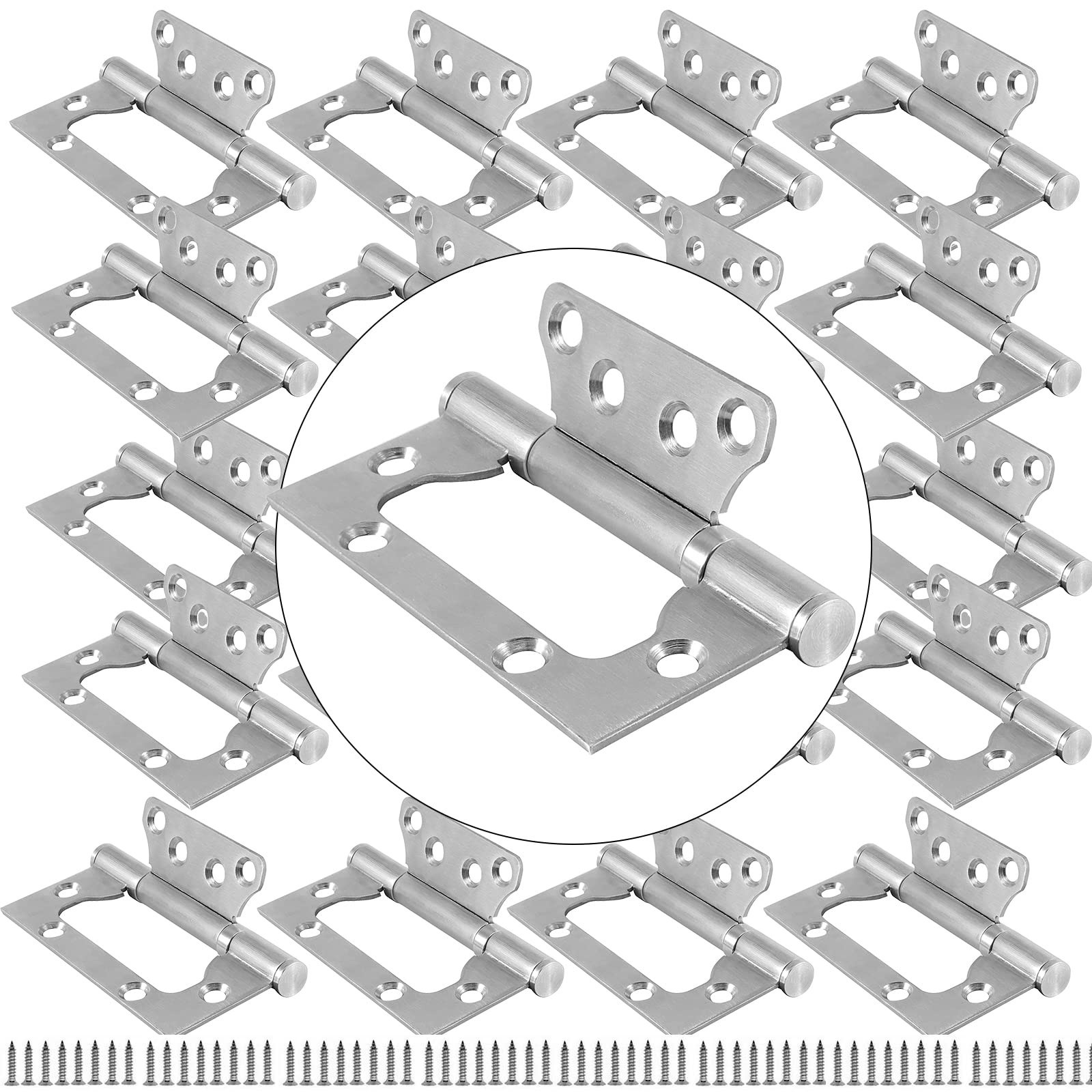 20 Pack 3 x 4 Inch Non Mortise Door Hinges, Mobile Home Door Hinges, Brushed ...