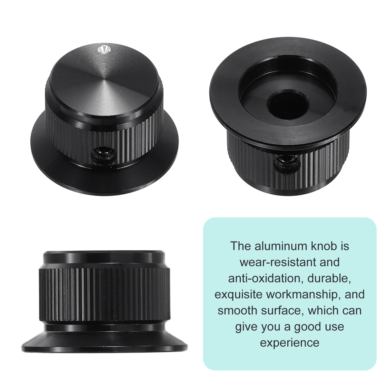 2Pcs Aluminium Potentiometer Knobs 1/4" Volume Tone Control Top Hats Black