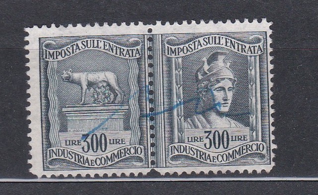 ITALY 1946 - Stamp stamp imposed on the fil. wheel calcography lire 300