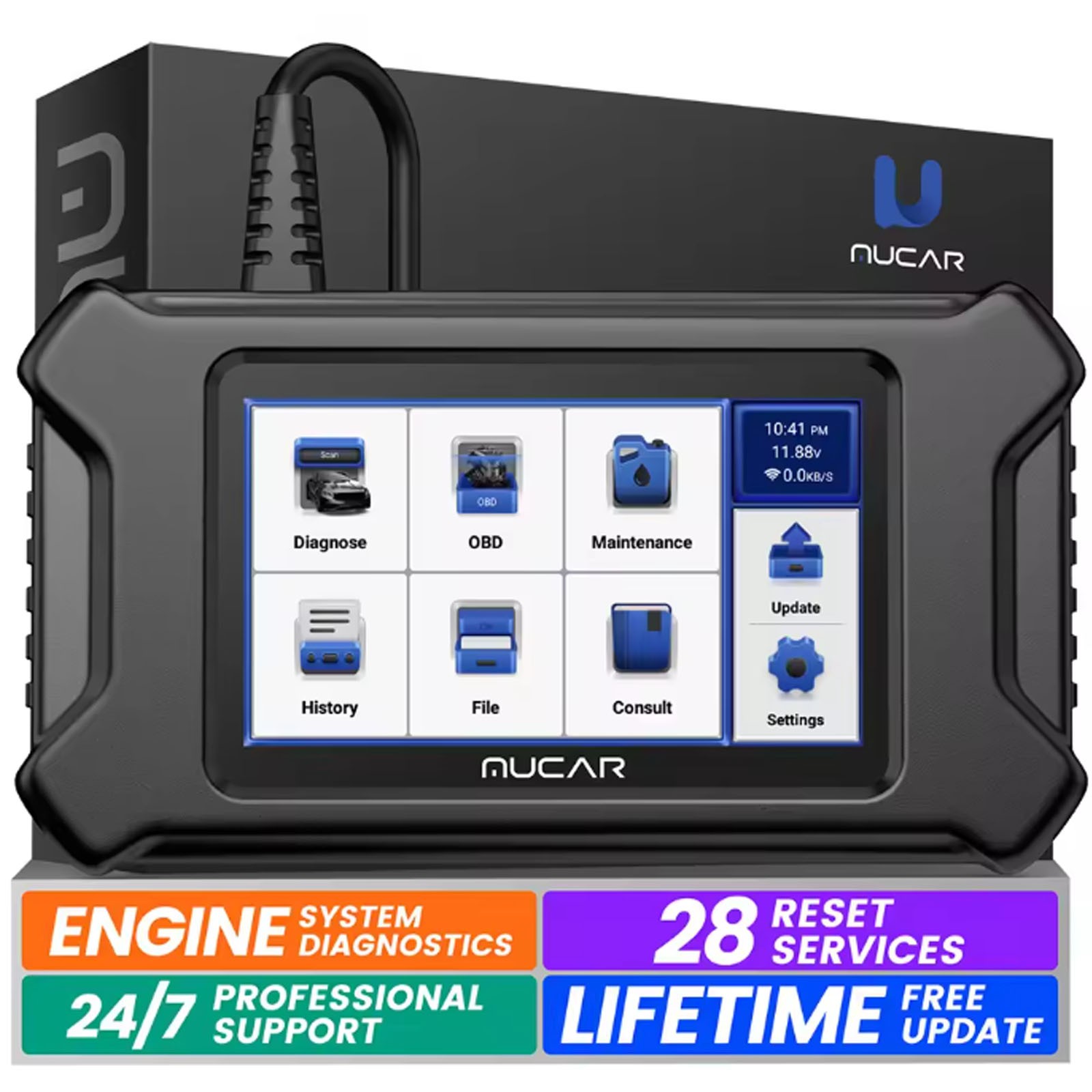 USED MUCAR CS90 OBD2 Scanner 28 Reset Services Lifetime Free Update Engine Scan