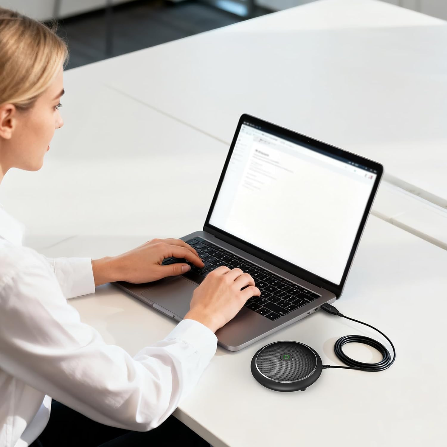 Conference USB Microphone, Computer Desktop Mic with Mute Function, Omnidirectio