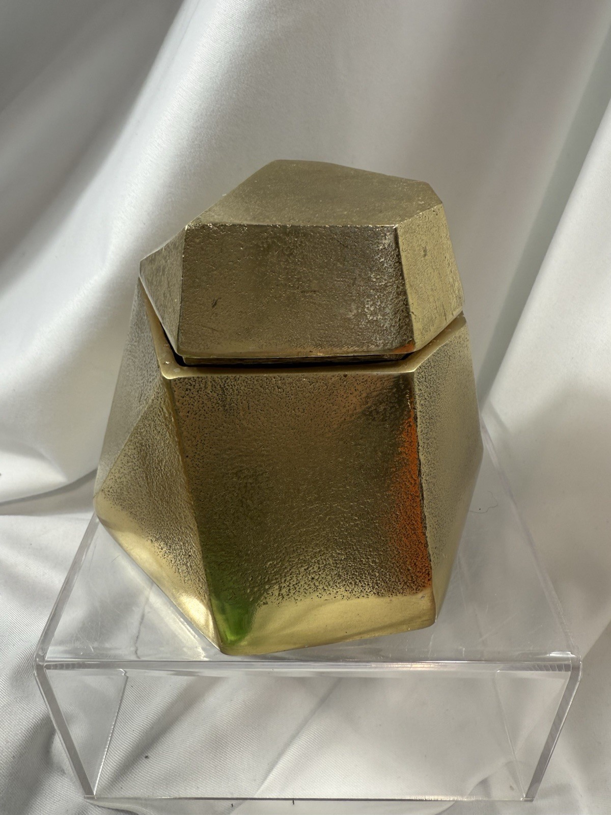 Geometric Lidded Box Gold Tone