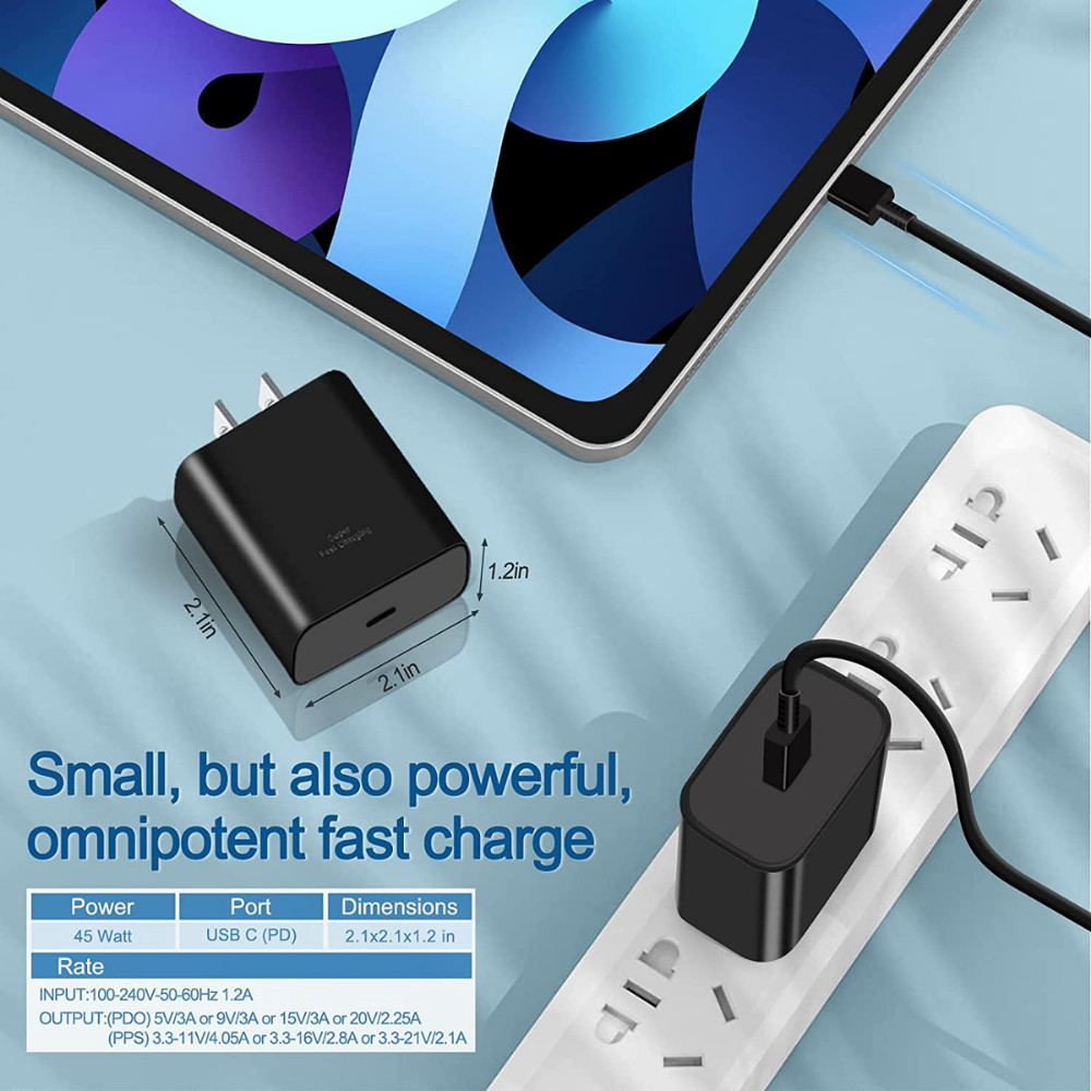6FT Charger Cable Type c 45W PD Fast Wall Adapter For Samsung Galaxy S23 S22 20-