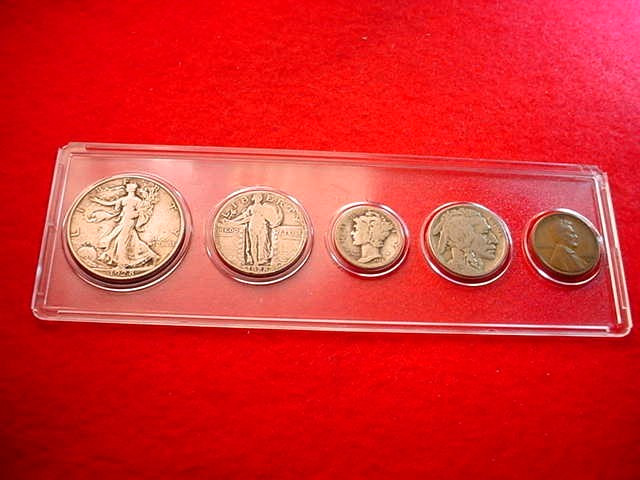 1928 SAN FRANSICSO & DENVER NICE 5 COIN MINT SET GREAT 90% SILVER coins!    #60
