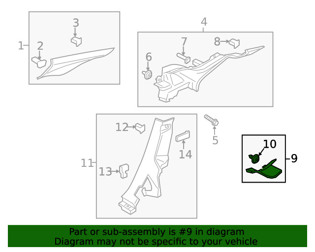 Genuine Ford Trim C Pillar FP5Z-5452018-MD