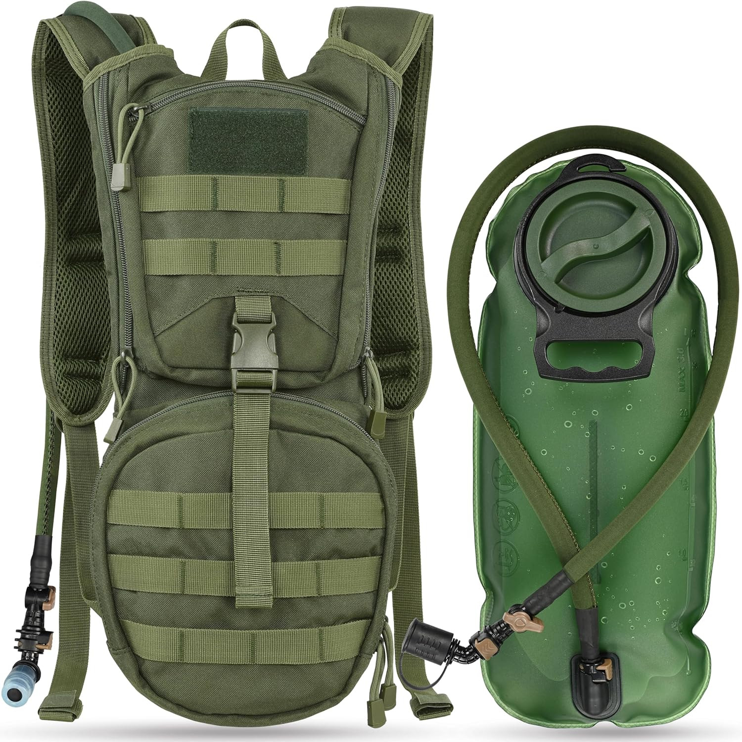 Tactical Molle Hydration Pack Backpack with 3L TPU Water Bladder,Soldier Daypack