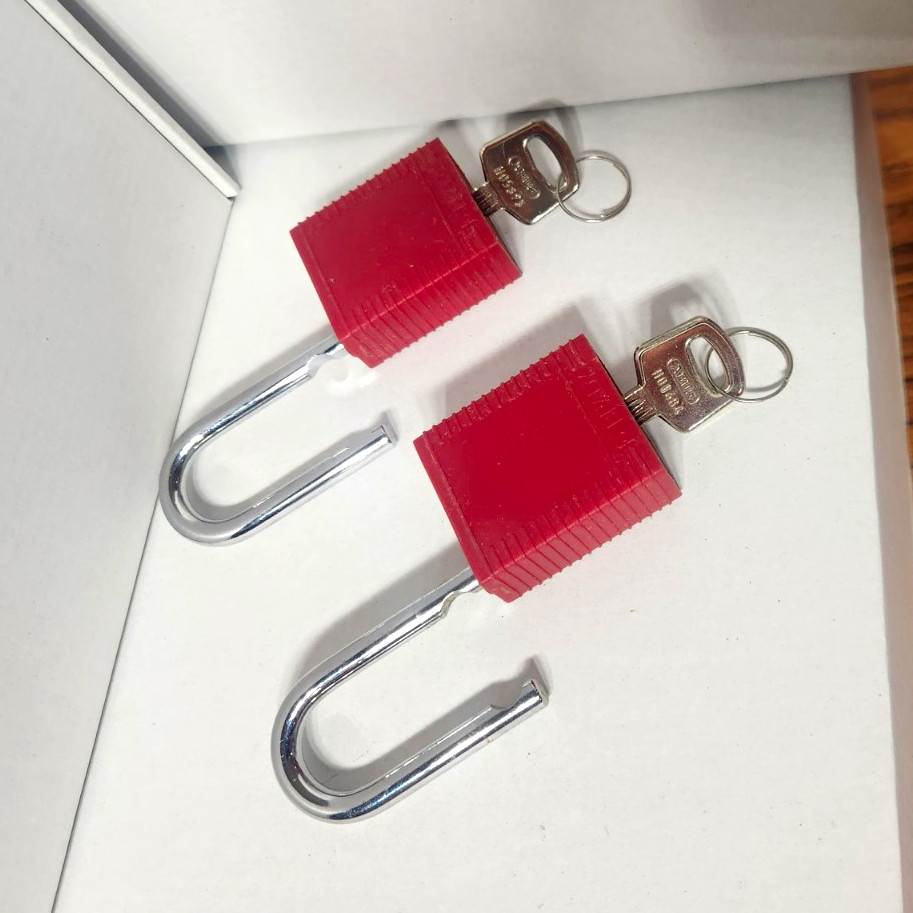 Qty. 2 ,Red LOTO. Keyed Padlocks with Keys, Extended, Long