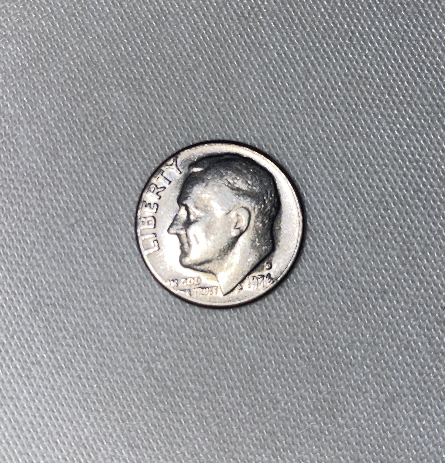 1976 Dime, Extra Leaf, Missing Letter Obverse Error, DD Reverse