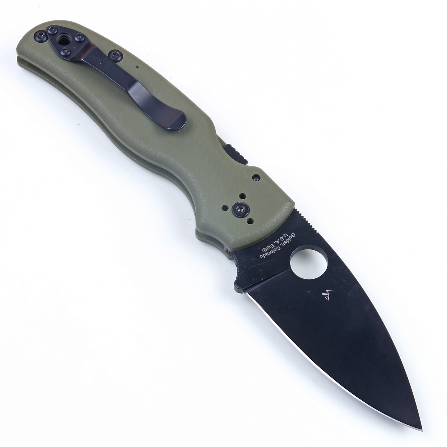 Shaman Green G10 Handle Black Plain Blade Lock Back Pocket Knife Folding Knives