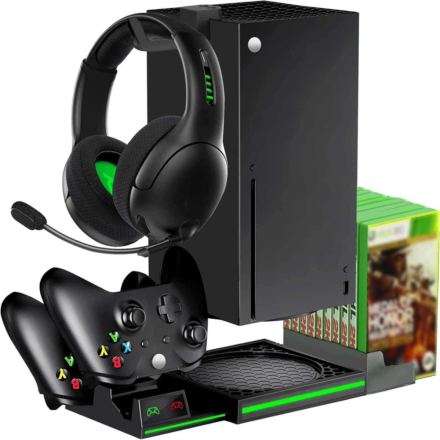 Cooling Stand for Xbox Series X with Controller Charger & 2 Batteries