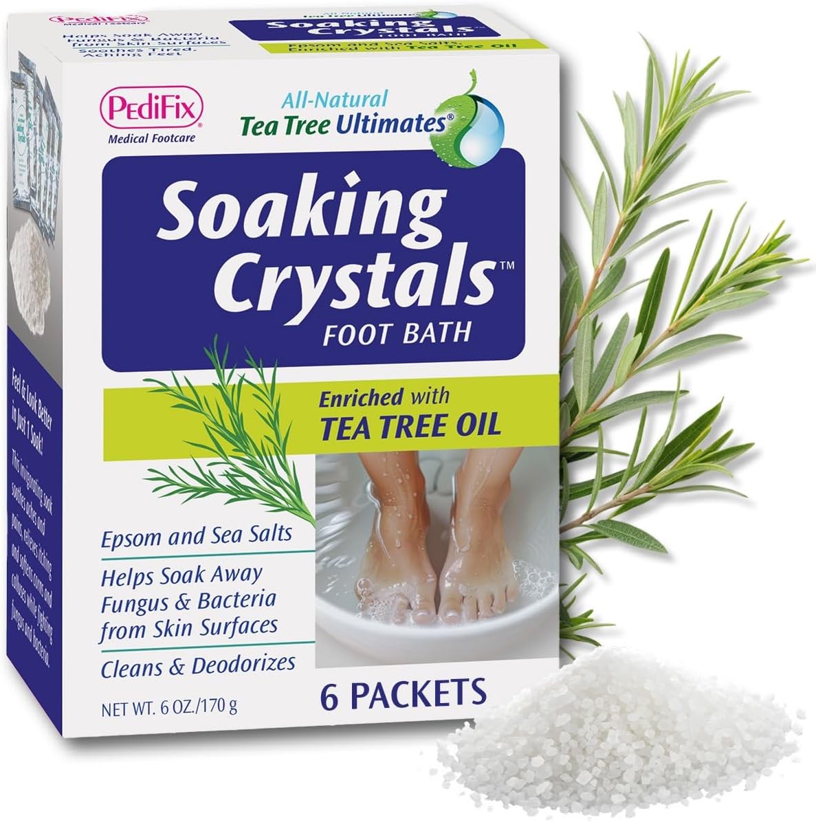 PediFix Soaking Crystals Foot Bath – 6 Packets – Therapeutic Foot Soak