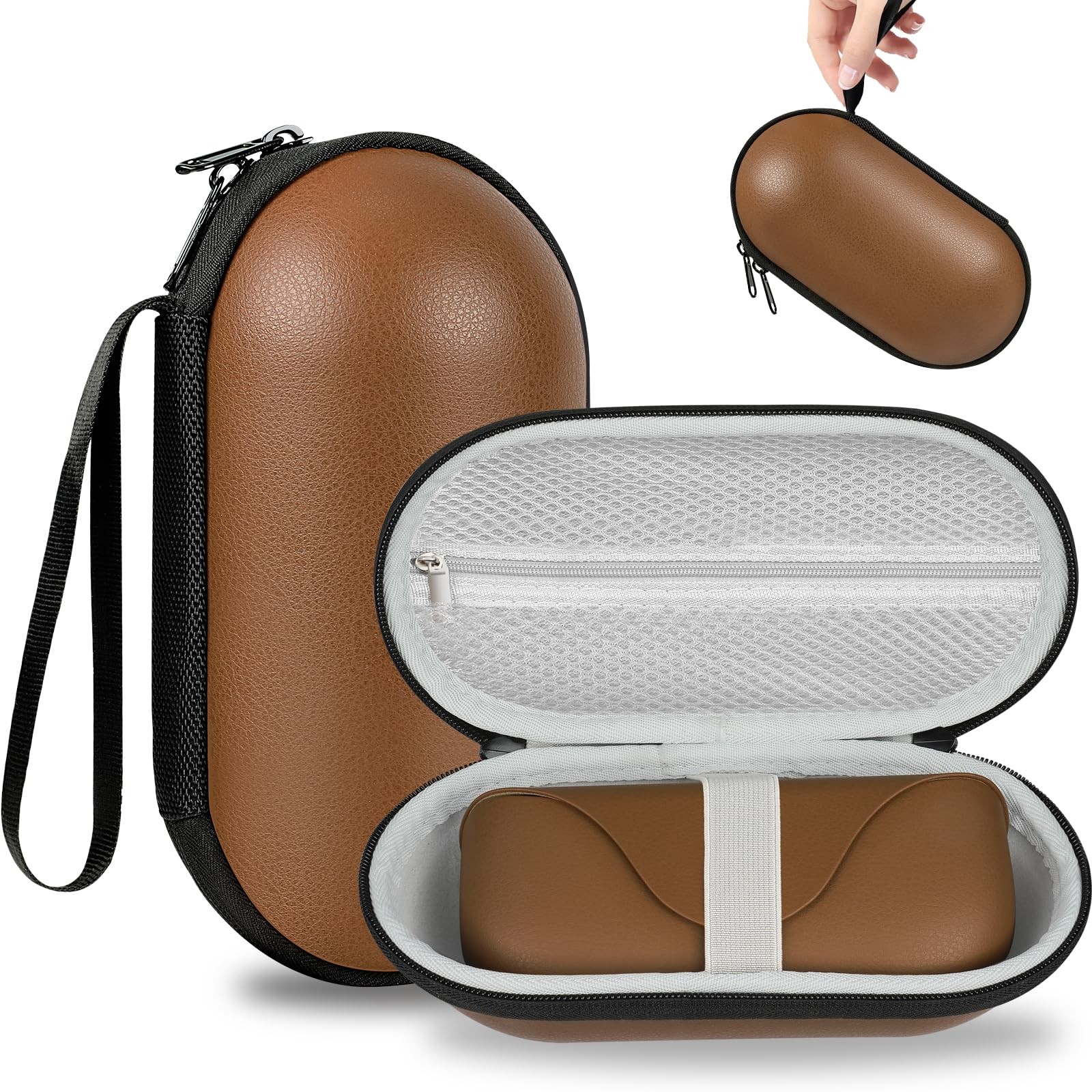 sarlar Hard Carrying Case for Ray-Ban Meta Medium, Brown