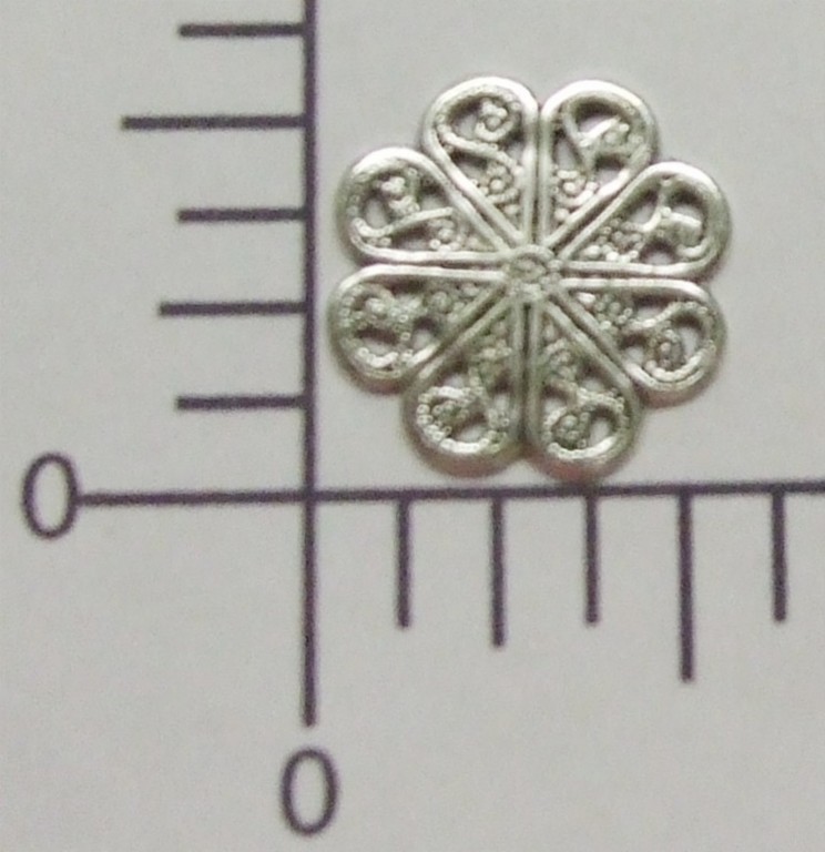 24484         4 Pc Matte Silver Oxidized Victorian Round Filigree Finding