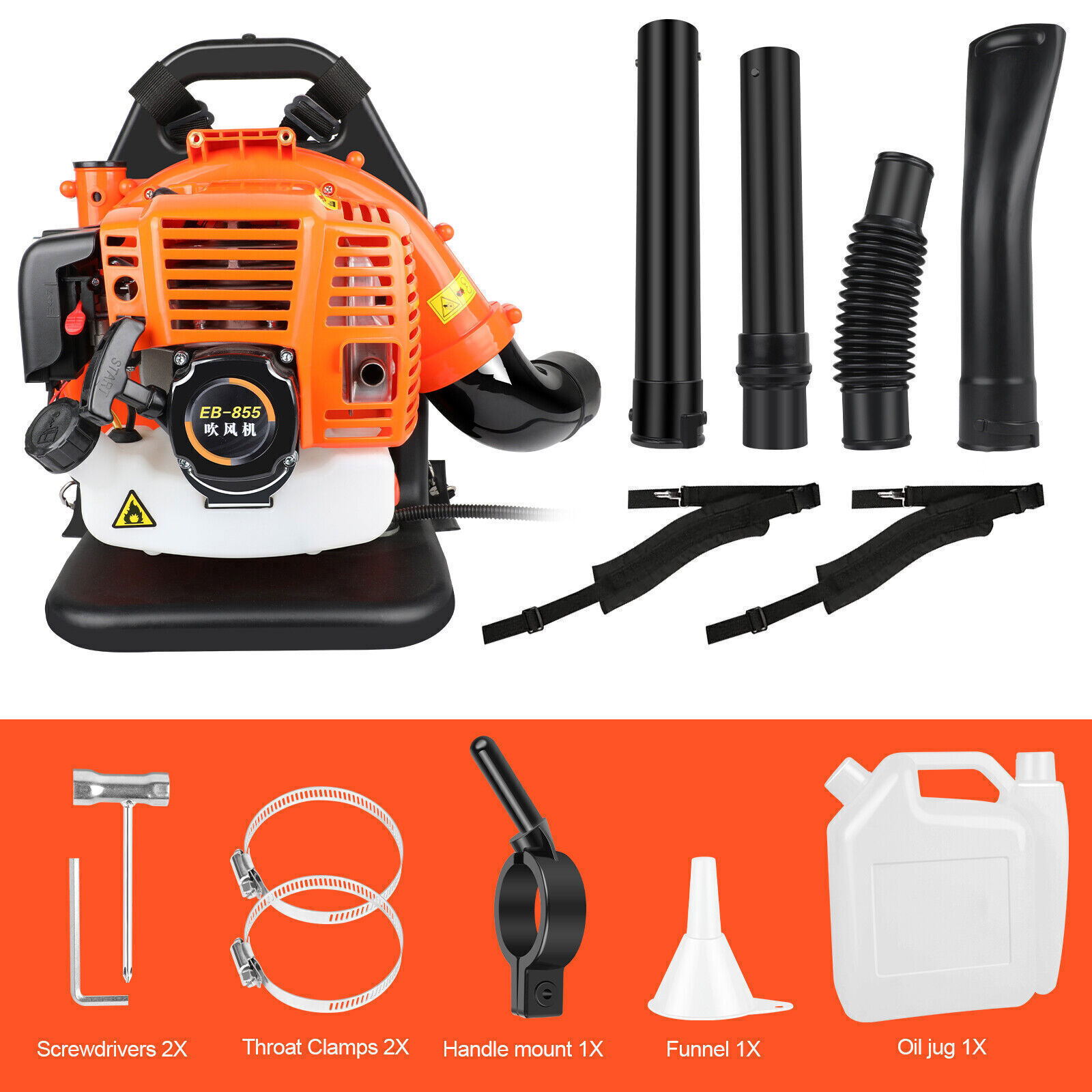 43CC 2-Stroke Gas Leaf Blower Backpack Gas Powered Snow Blower Cordless