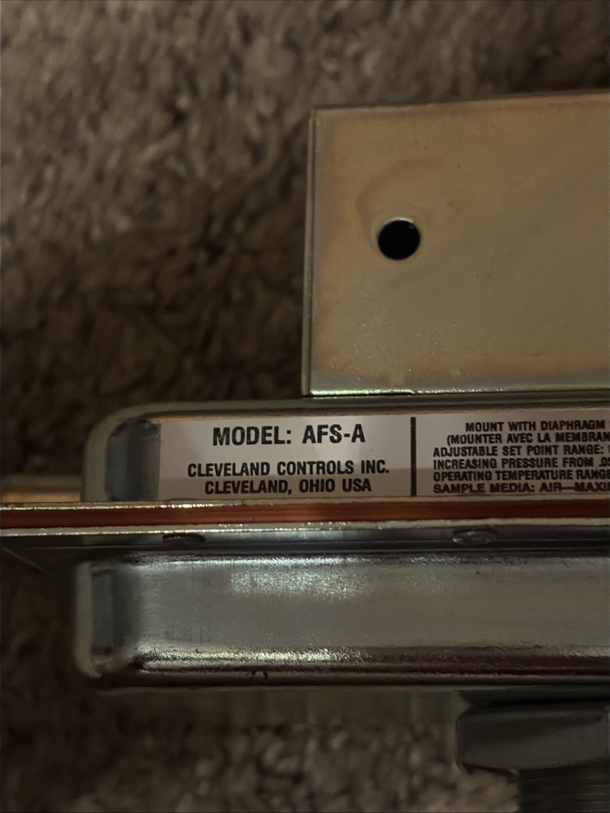 Cleveland Controls AFS-A Air Pressure Switch