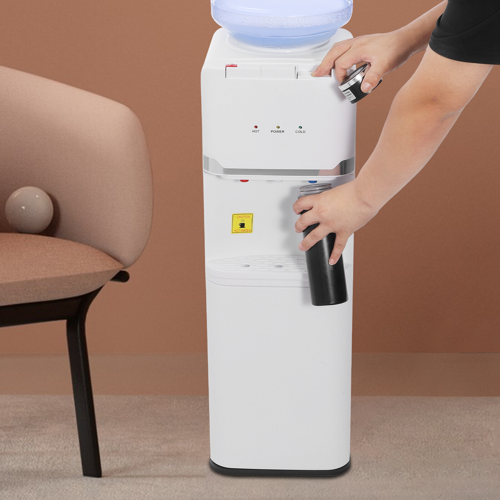 Hot&Cold&Warm Water Cooler Top Loading Water Dispenser – White, Holds 5 Gallon