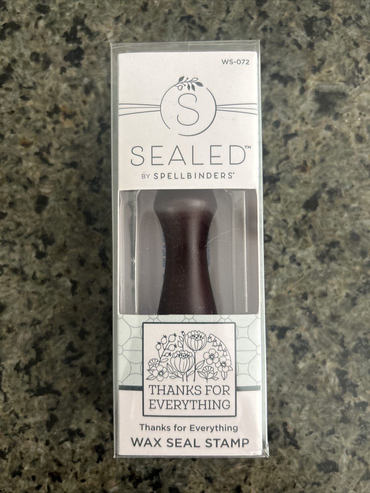 Spellbinders THANKS FOR EVERYTHING wax seal stamp WS-072 floral sentiment