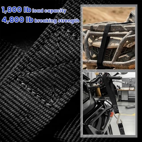 Soft Loop Tie Down Straps, 440Lbs Load Capacity Loops 661Lbs 8 PCS Black