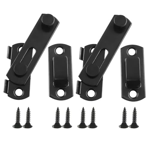 Waziaqoc 2 PCS Barn Door Latches | Sliding Barn Door 2.75 x 2.02 Inch Black