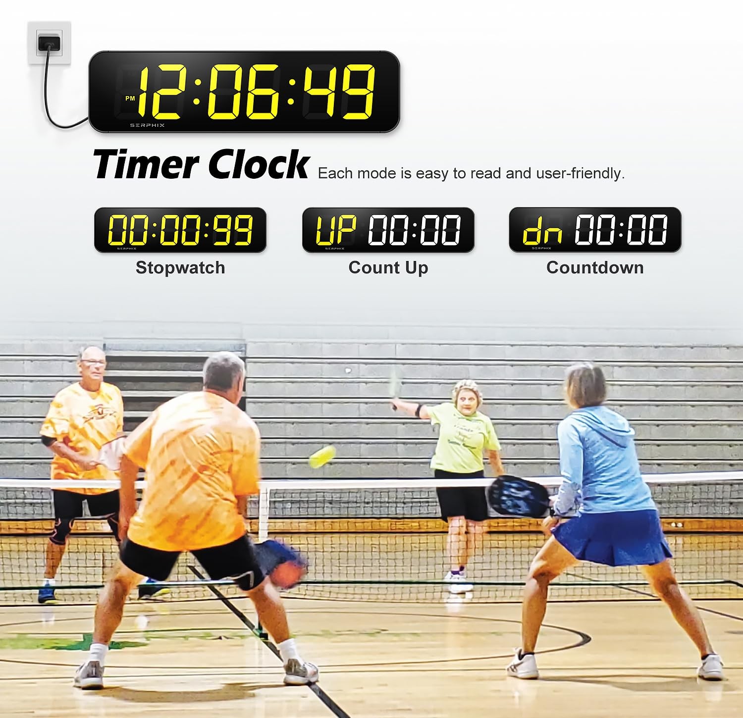 15.2" Large Digital Scoreboard, Variable LED Color, Timer Clock, Tabletop Ele...