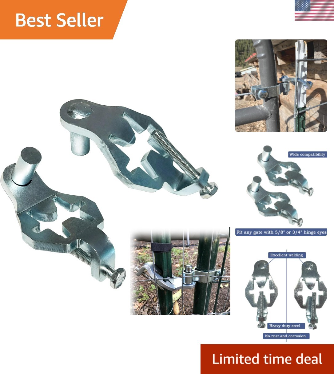 2-Pack T-Post Gate Hinge Pins – Versatile & Easy to Install for All Gate Types
