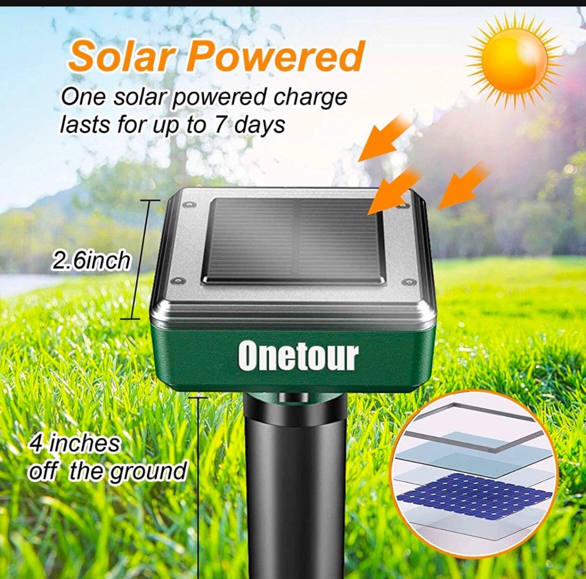 Solar Powered 8 Pack Sonic Mole Deterrent Spikes,Snake Gopher Vole Repellent