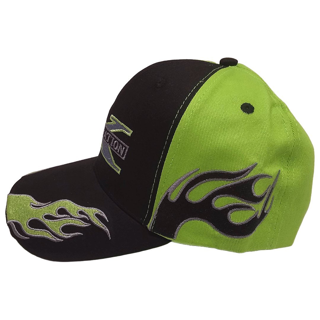 DX Flames Green and Black Baseball Hat