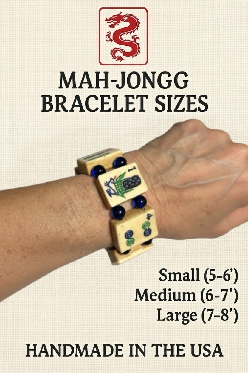 Vintage Bone & Bamboo Tile Mah Jongg Bracelet
