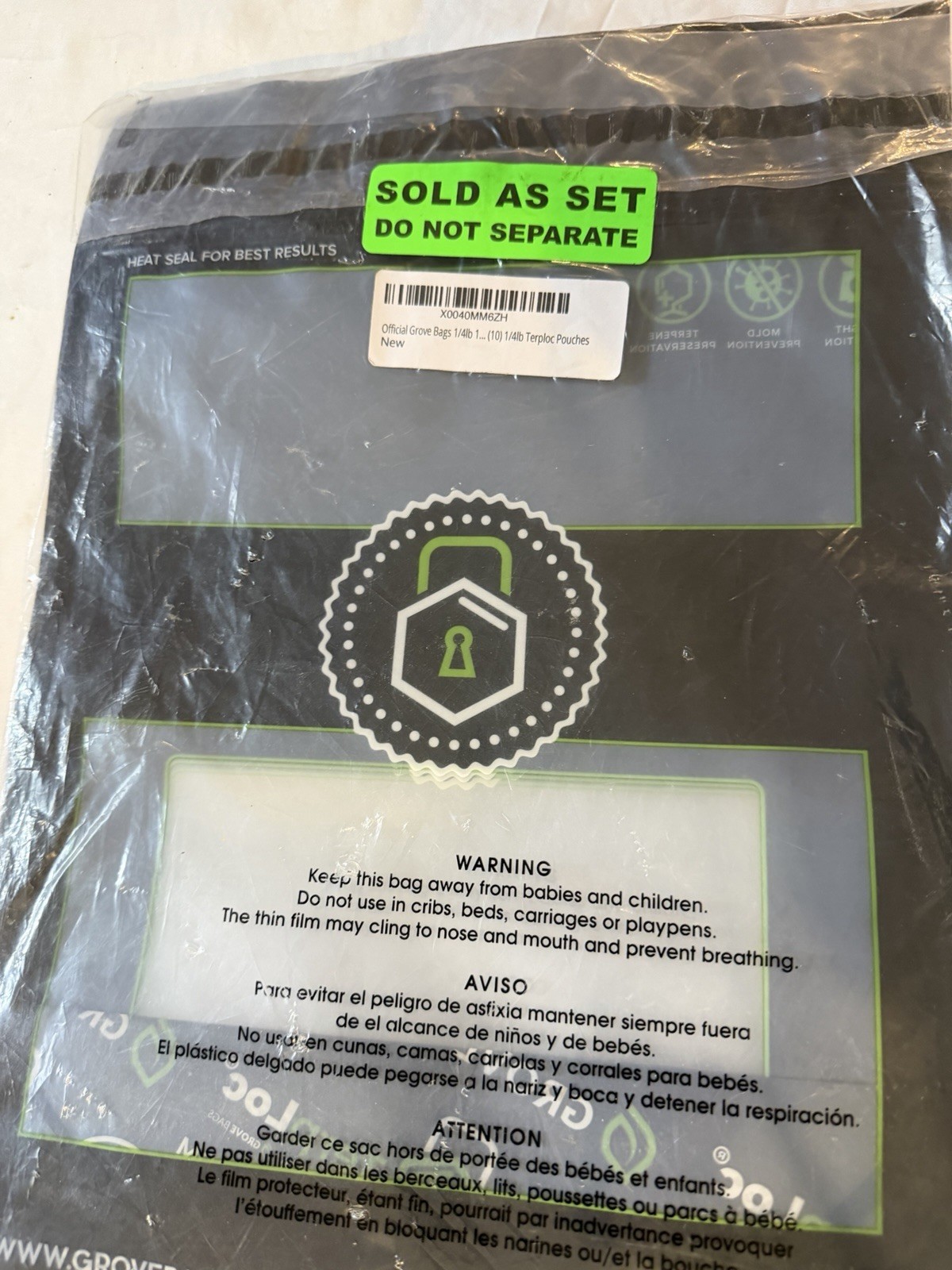 Grove Bags - TerpLoc Technology ~ Quarter Pound 1/4 Lb Bag - 4 Oz. ( pack of 10)
