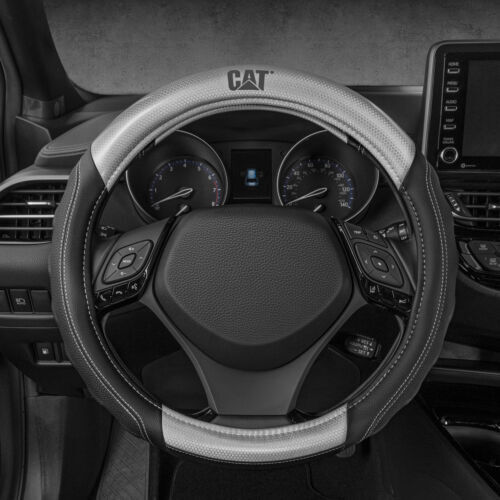 Cat® HexSport Gray Carbon Fiber Steering Wheel Cover, Standard 15 inch Size, ...