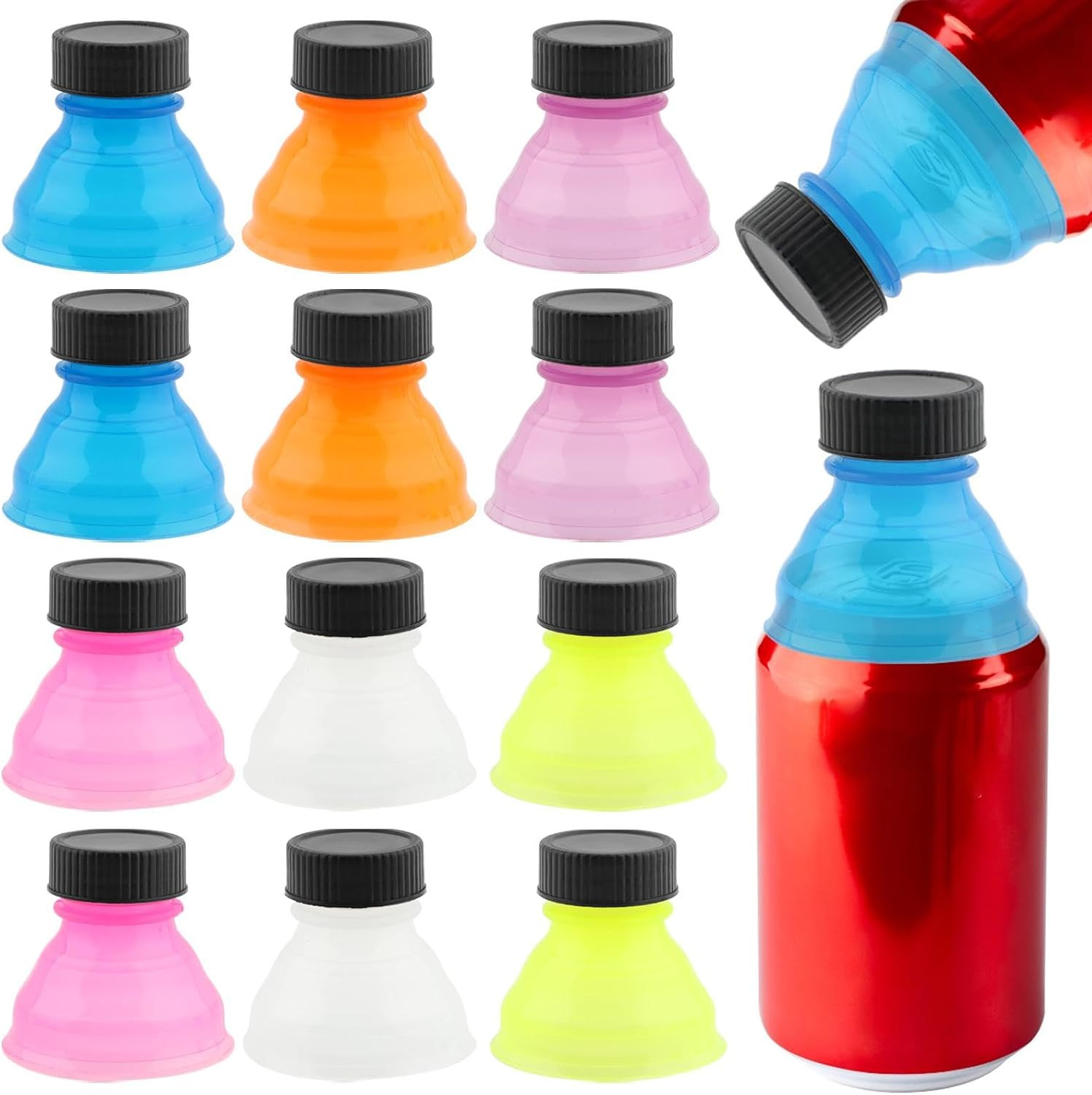 12 Pack Soda Can Lids Covers 6 Colors Reusable Spill Proof Dust Cap for Beer Sod