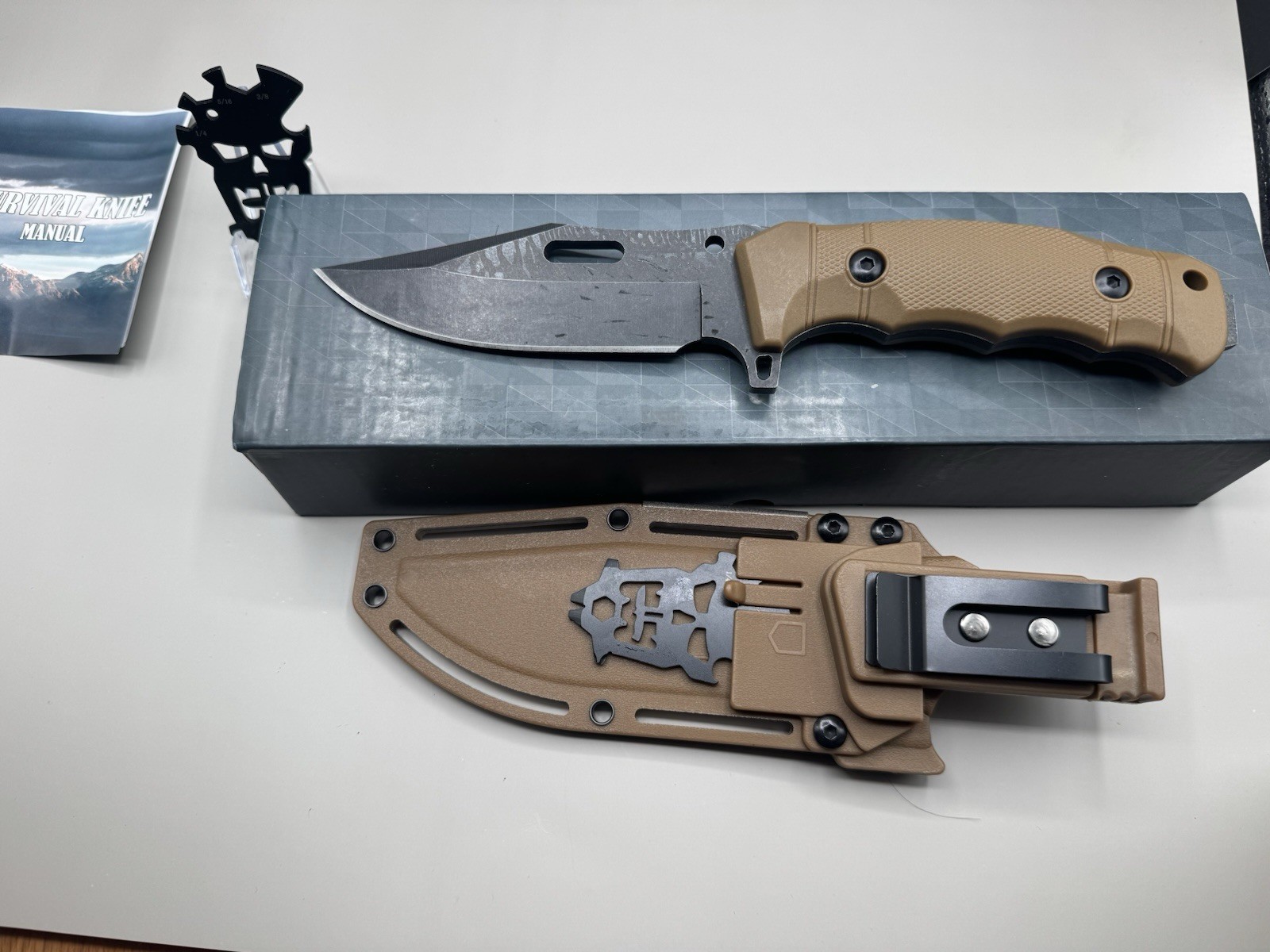 10” Survival Knife Fixed Blade Tactical Hunting Bushcraft w/Sheath + Multi Tool