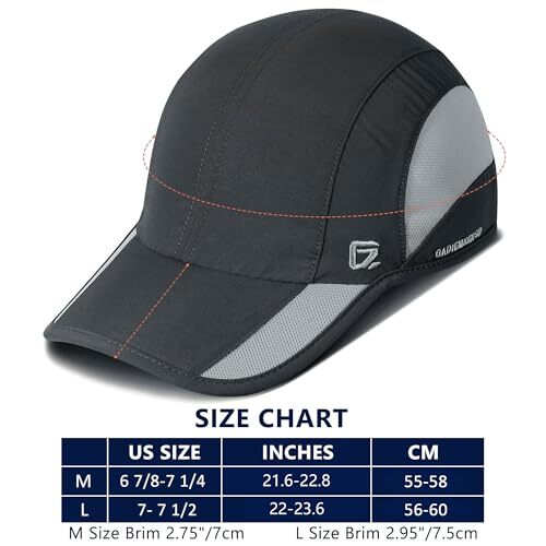 Quick Dry Run Hat Cooling Breathable Mesh 7-7 1/2 Dark Gray