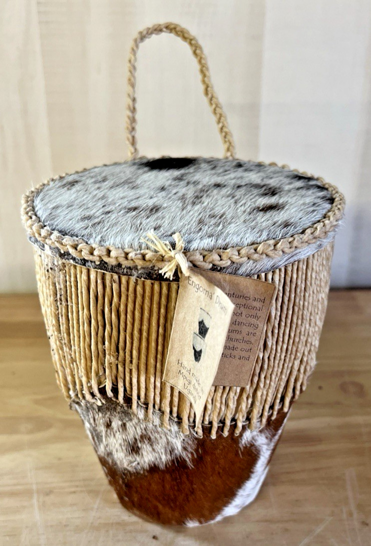 Mpigi Uganda African Tribal Hide Engoma Drum 7.5"