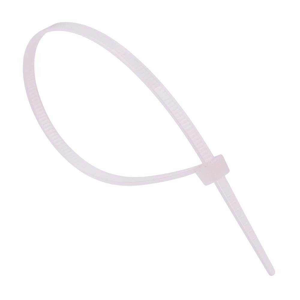 3.6mm x 200mm White Natural Zip Cable Tie - Pack of 100
